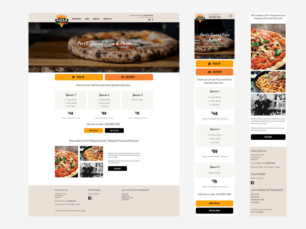 Port Sacred Pizza Website Design